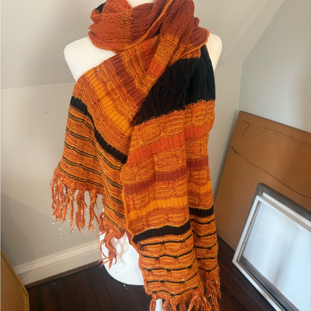 Missoni Vibrant Orange and Black Knit Scarf